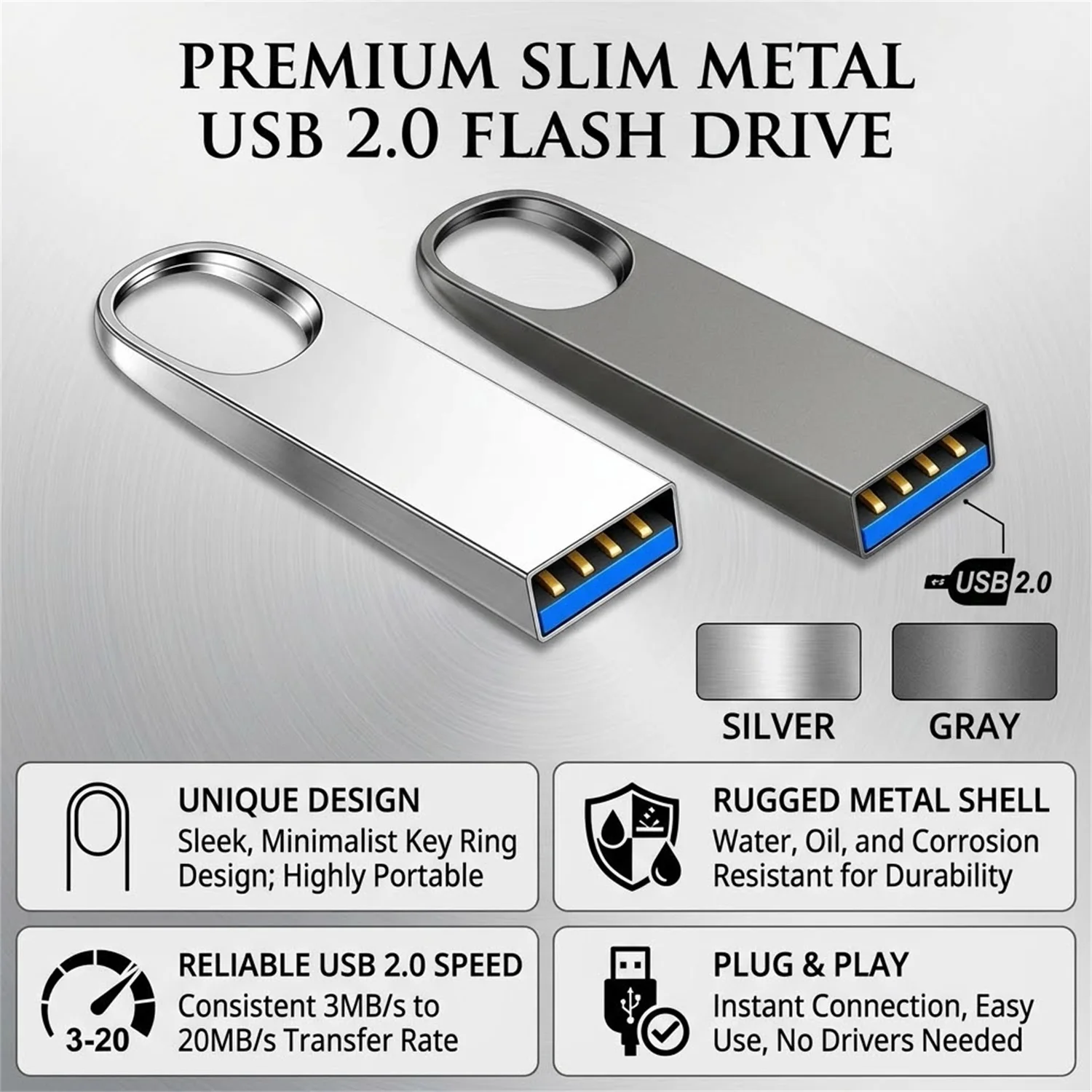 Mini Metal USB 2.0 Flash Drives 64GB 32GB 16GB High Speed Pen Drive 8GB 4GB Key Chain Memory Stick Creative Gift U Disk ﻿