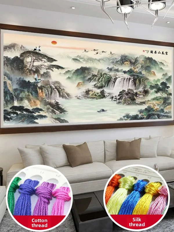 

Набор для вышивания крестиком MonaLisa в современном простом стиле: Журавль, встречающий гостей, пейзаж с сосной, хлопковая ткань, декор для гостиной