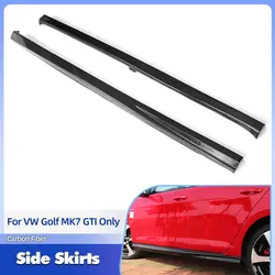 Car Side Skirts Extensions for Volkswagen VW Golf MK7 GTI Only 2014-2017 Side Bumper Apron Lips Body Kits Carbon Fiber FRP