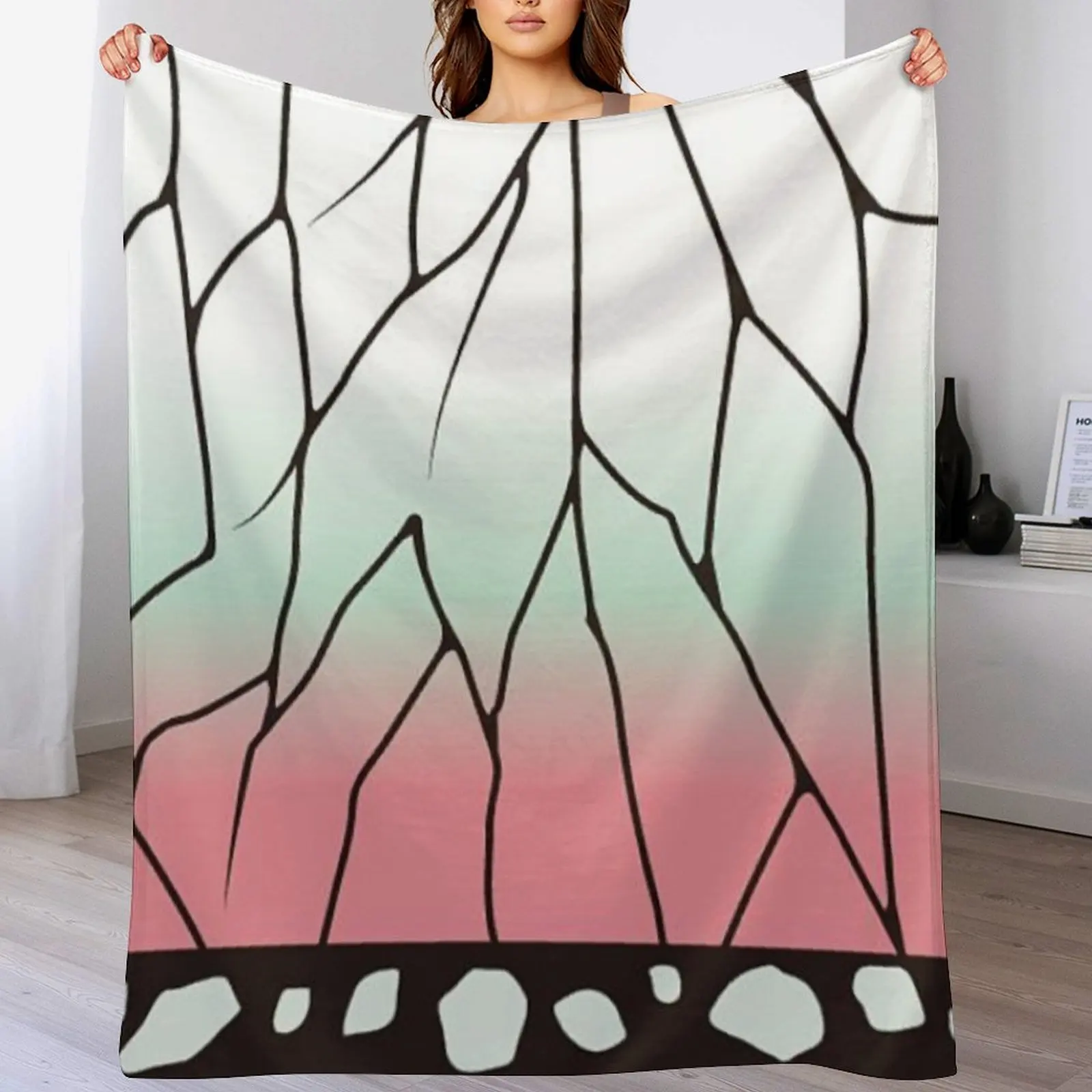 

Demon Slayer Kocho Shinobu Japanese Pattern WAGARA of Butterfly Pattern Design. Throw Blanket Furry Sofas Flannel Blankets