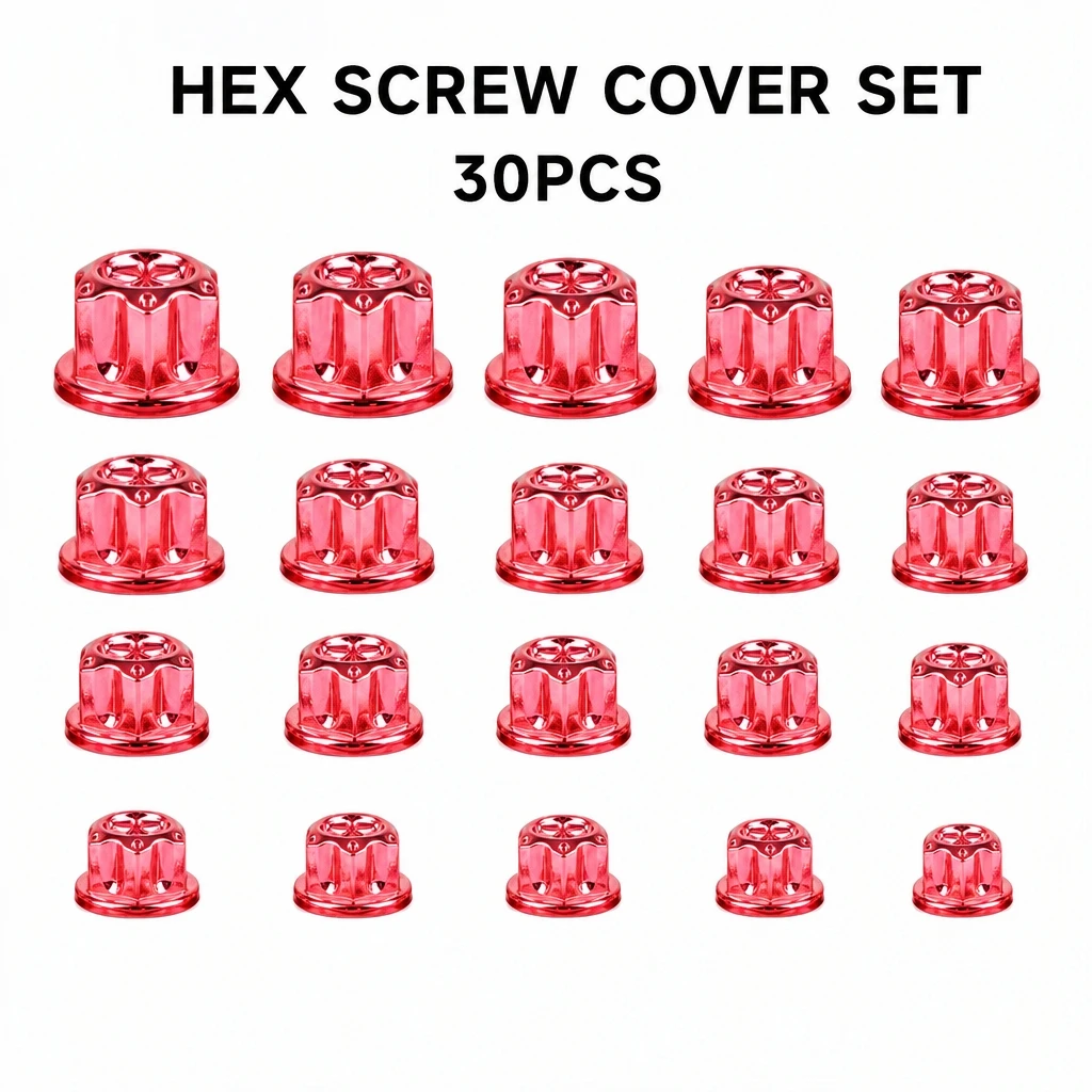 Hex Screw Cover Set 30Pcs Universal Engine Bolt Cap Decorative Nut Protector Plastic Electroplated Screw Caps For Most Motorbike