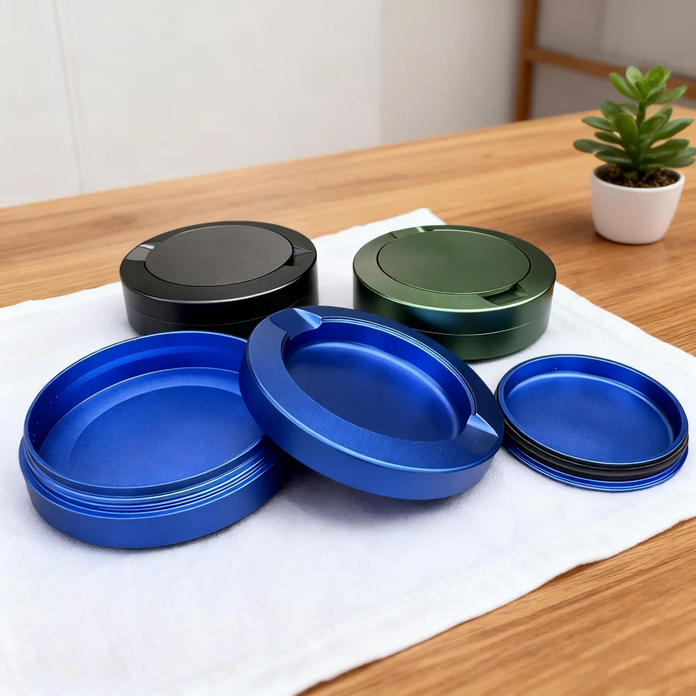 CNC Metal Cans for Snuffbox Container with Seal Lid Car Ashtray Snus Smoking Accessories 3 Layers Storage