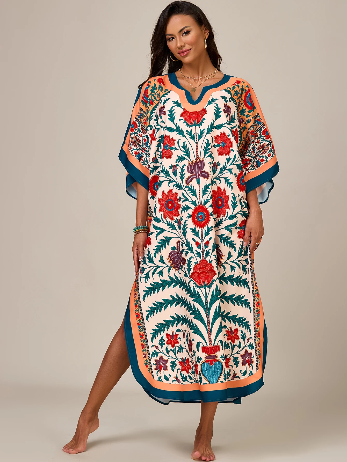 Женский кафтан с цветочным при – обзор и цена Cover Up Kaftan