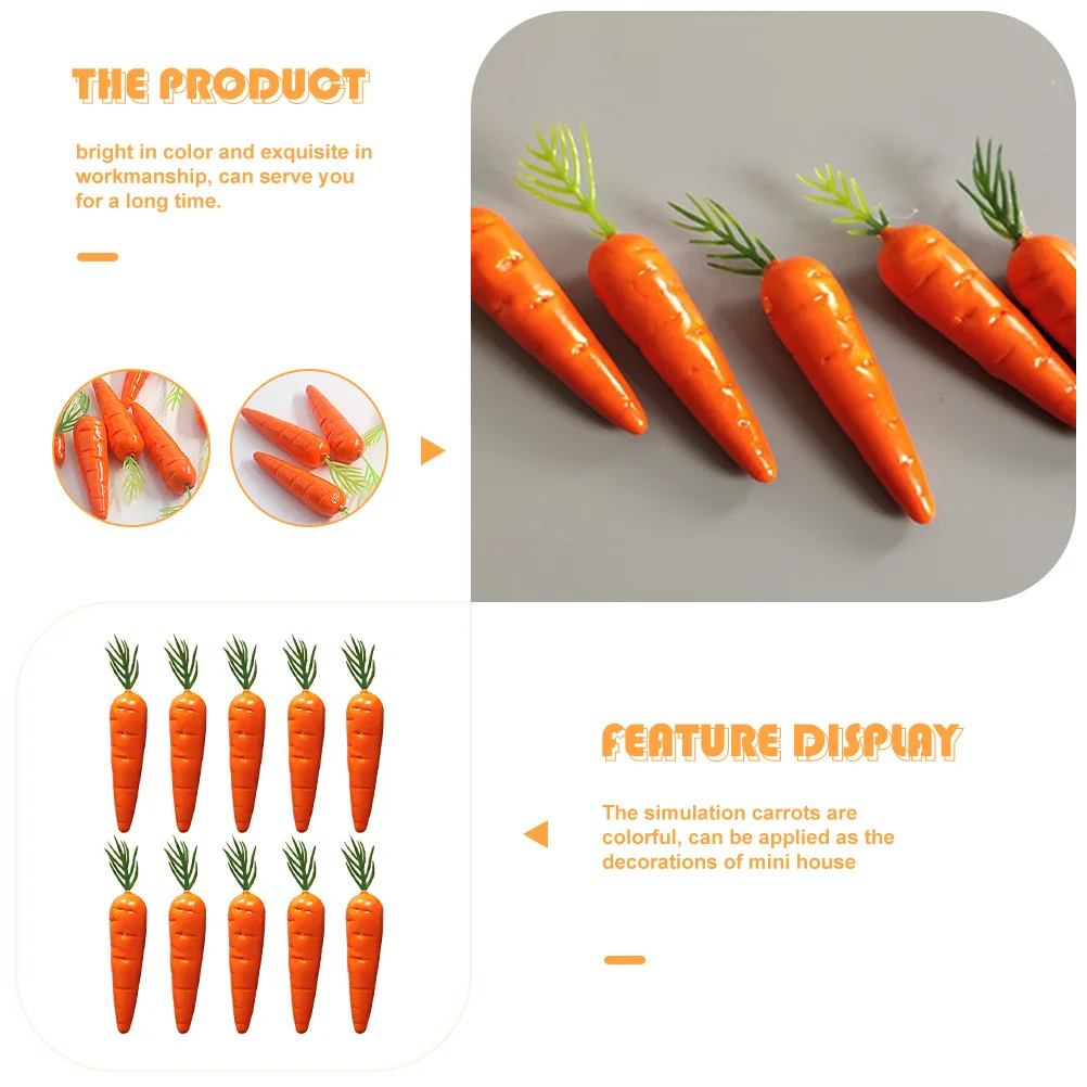 

10Pcs Simulation Carrots Colorful Artificial Carrots Mini House Decorations Small Party Ornaments Office Home Decor