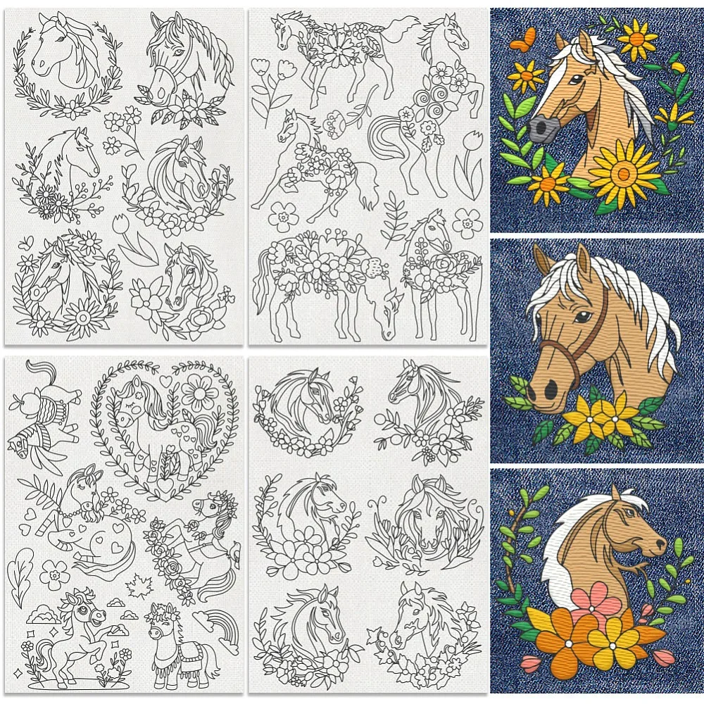 34Pcs Horse Water Soluble Hand Sewing Stabilizers 8.3