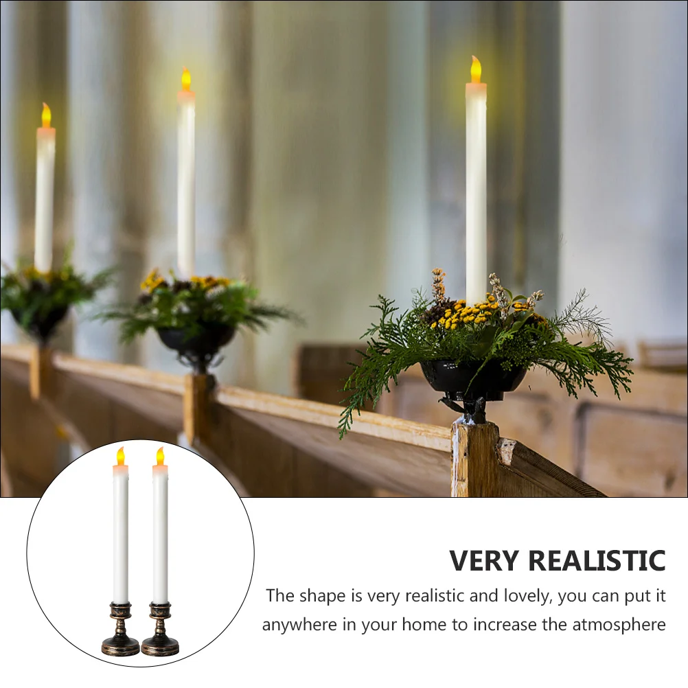 

2 Pcs Lights LED Electronic Wedding Table Decor Strip Candles for Romantic Decorations White Flameless