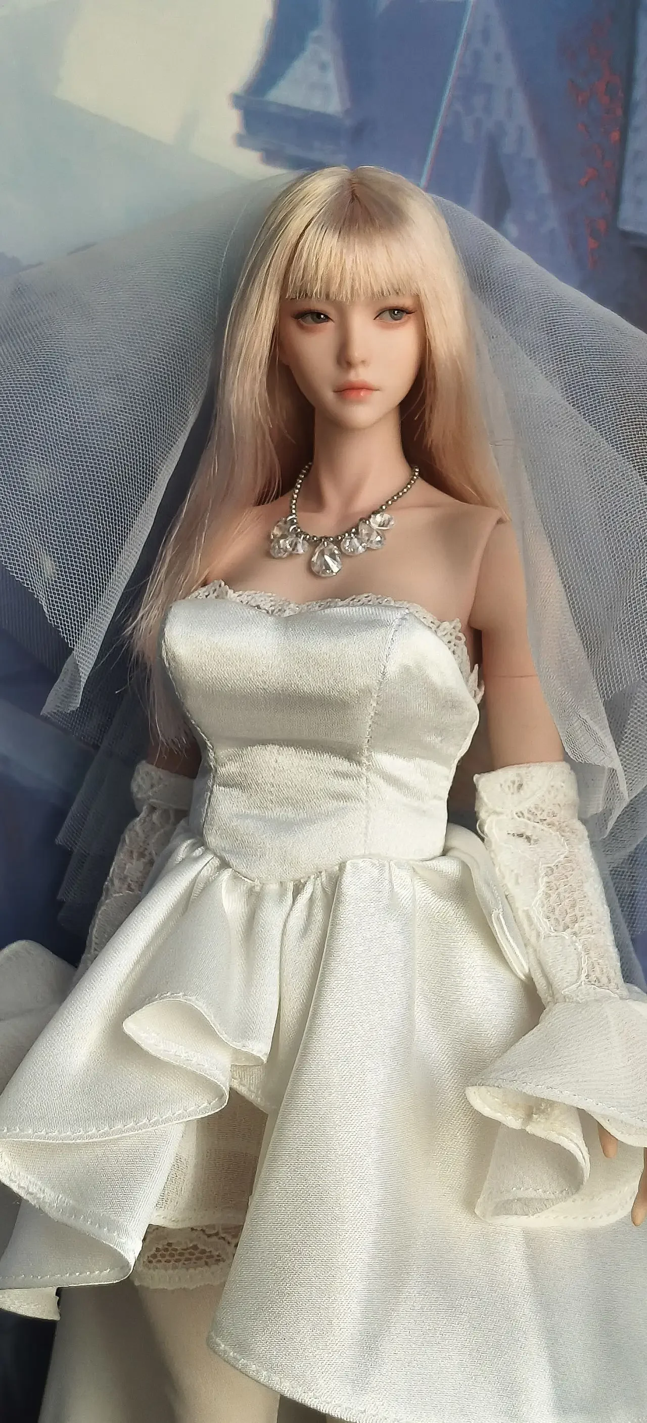 Auf Lager: 1/6 Maßstab Hochzeitskleid, Socken, Schleier-Set, Kleidung, Körperzubehör für 12-Zoll-Actionfiguren zur Körperdekoration – Detail 23