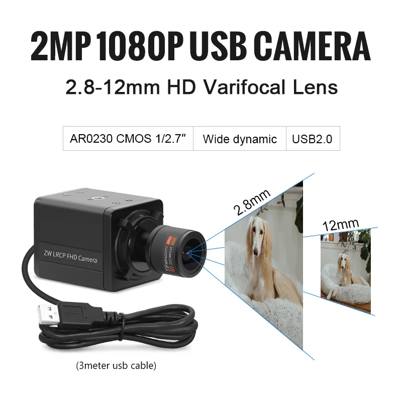 5600 AR0230 1080P 2.8-12mm M12 Varifocal Lens Wide dynamic 1920x1080 30fps Webcam UVC Plug Play Mini USB camera for Windows Mac