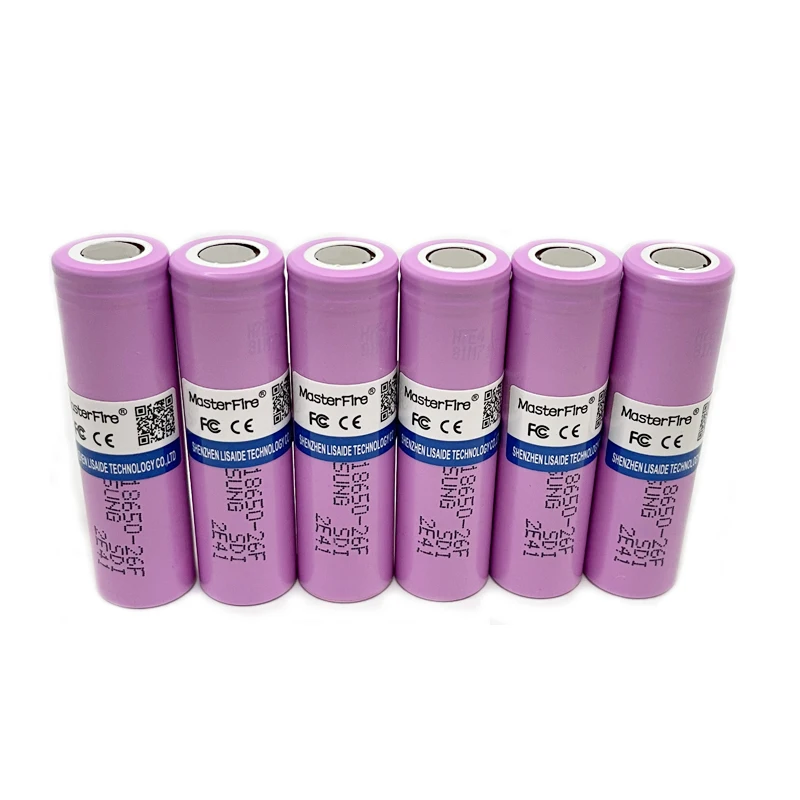 Wholesale MasterFire 18650 2600mah ICR18650-26F 3.7V 9.62Wh Rechargeable Lithium Battery For LED Flashlights Headlamps Batteries