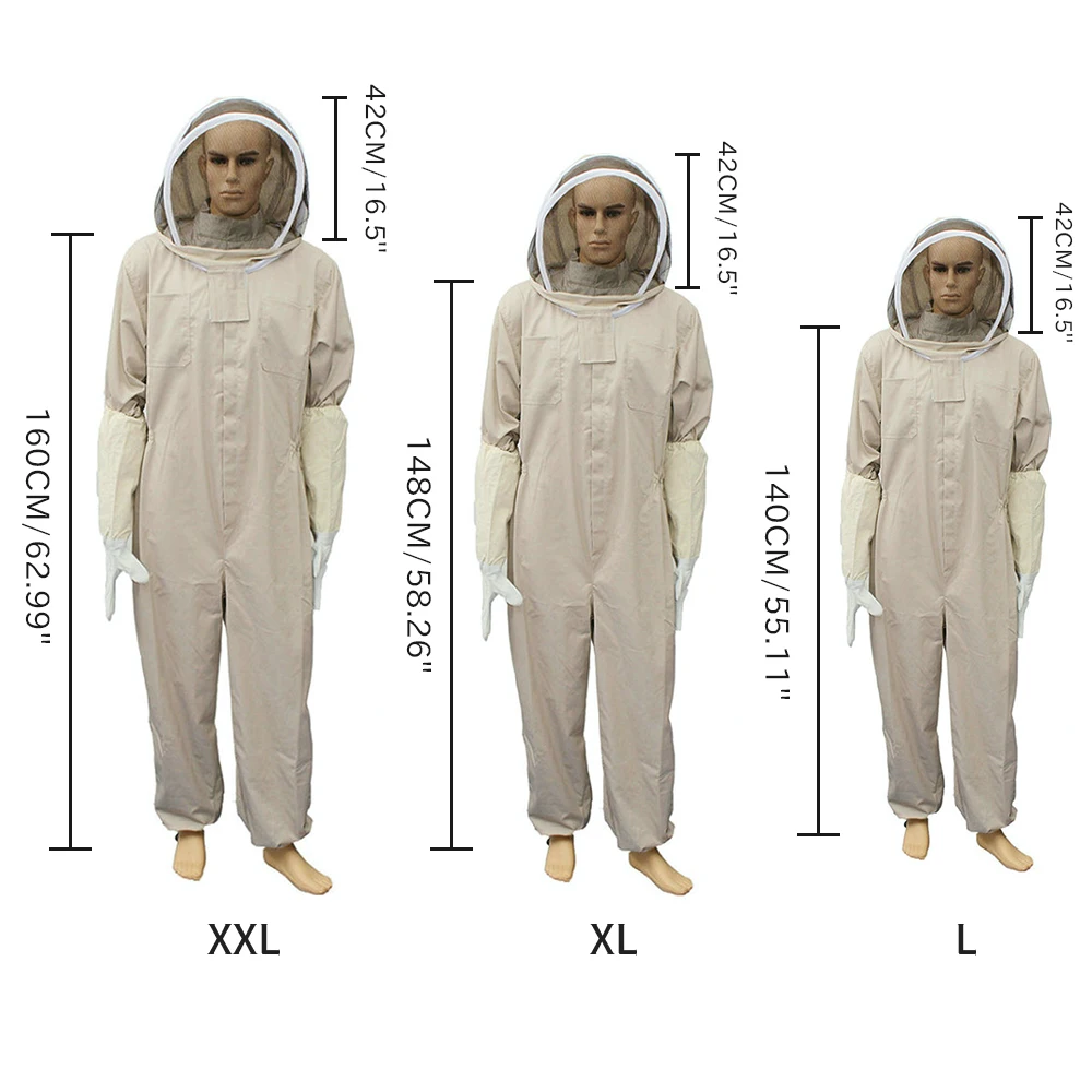 Full Body Beekeeping Clothes Professional Bee Keeping Suit With Leather Glove Ventilated Protective Clothing Farm Safety Outfit