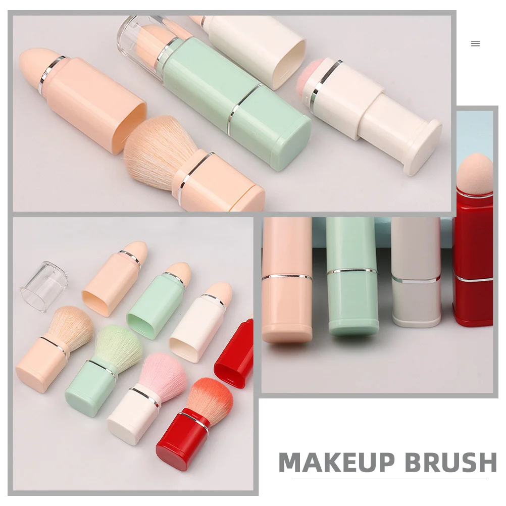 Compacte intrekbare make-upborstel 2-in-1 multifunctionele gezichtsborstel voor foundationblushpoeder Lichtgewicht voor gebruik onderweg