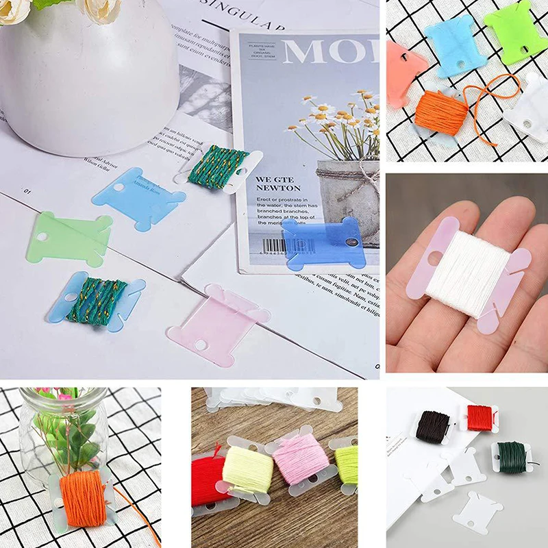 100 قطعة من البلاستيك المتداول الموضوع مجلس عبر غرزة تخزين حامل الخياطة بكرة بطاقة الموضوع المنظم التطريز التطريز
