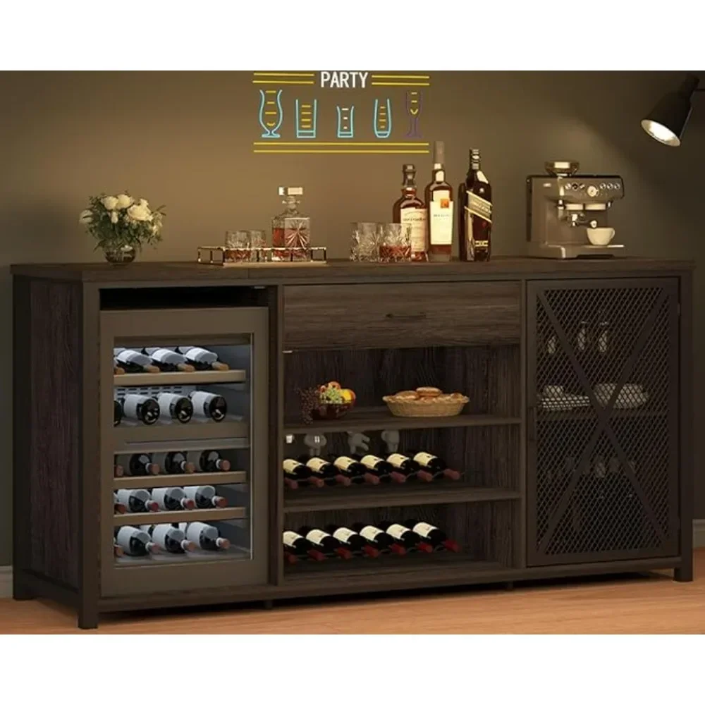 Bar Cabinet with Fridge Space, Liquor Cabinet with Drawers , Wine Cabinet with Rack, Sideboard Buffet for Kitchen Dining Room