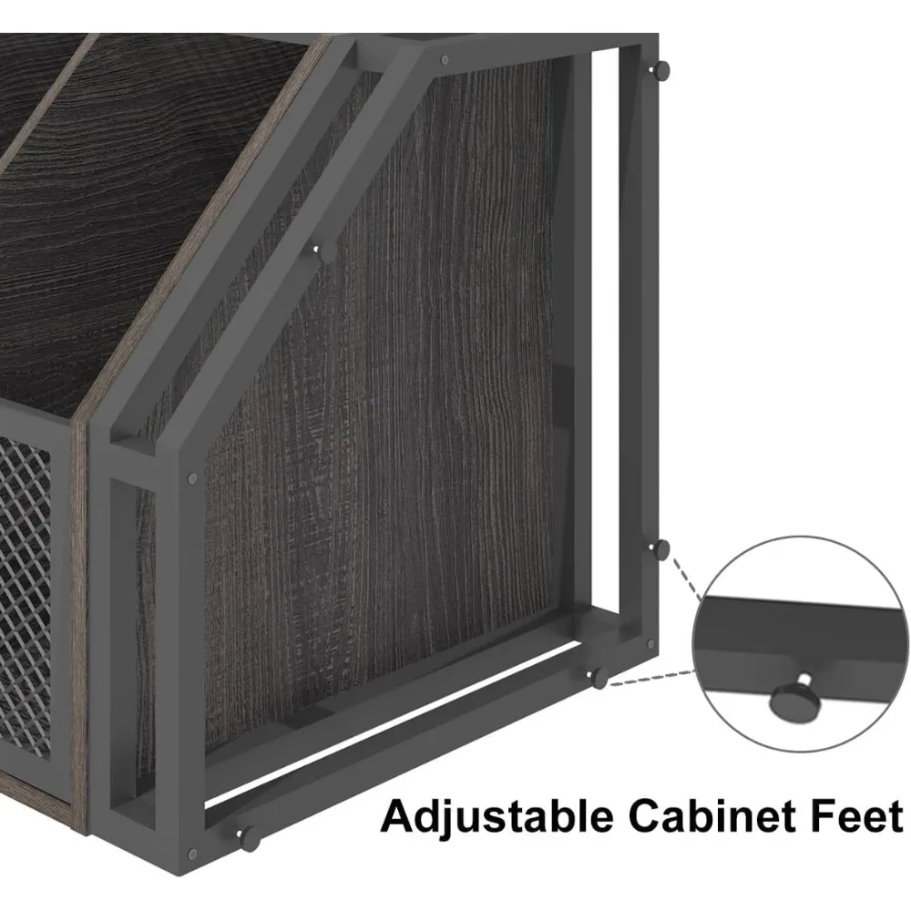 خزانة بار زاوية طويلة IBF، خزانة مشروبات كبيرة من الخشب والمعادن مع رف نبيذ، خزانة مشروبات زاوية صناعية مع S قابلة للتعديل #6