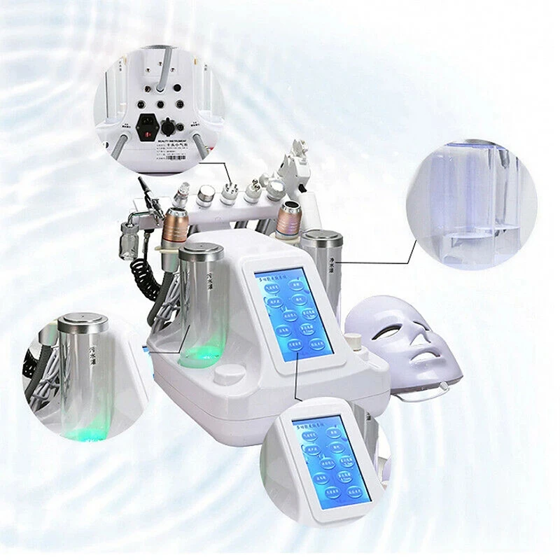 Hydra DermDelhi RF-Machine de Spa Faciale 11 en 1, Jet d'Eau et d'Oxygène, Peeling au Diamant