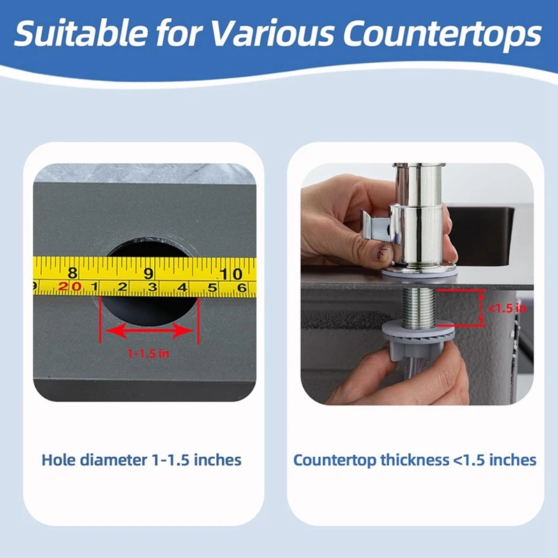 موزع صابون لحوض المطبخ، مضخة توزيع الصابون المدمجة مع حامل إسفنجي، رؤوس مضخة ABS تحت العداد