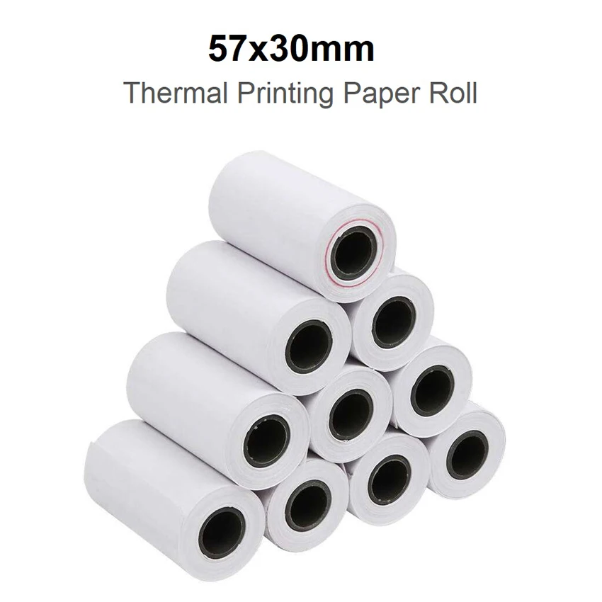 Rollos de papel térmico para máquina POS, rollos de impresión de 57x30mm, longitud de 4,5 metros, 5 rollos