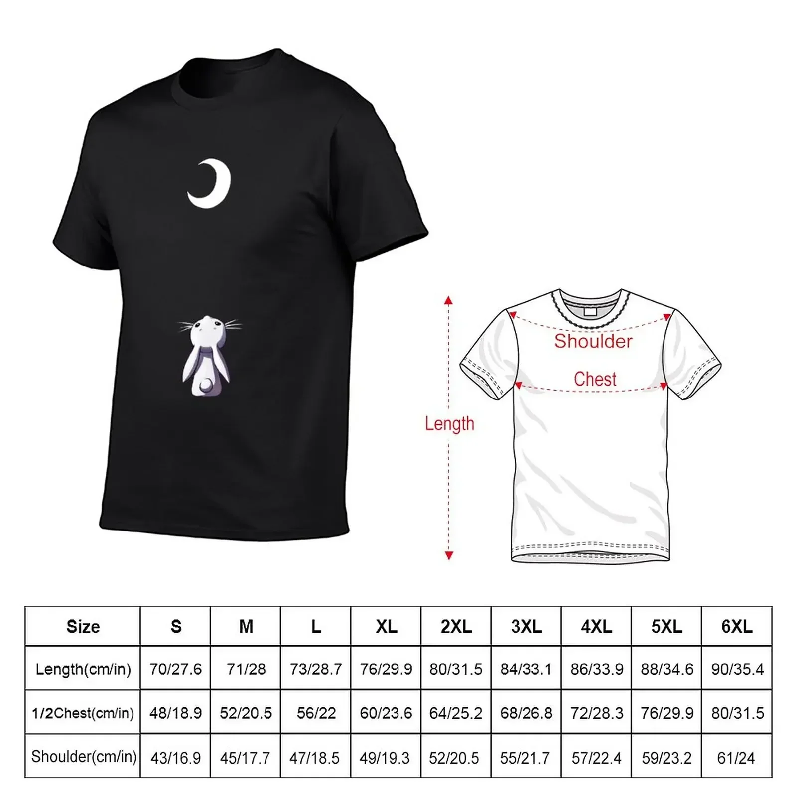 Camiseta de manga corta para hombre, camisa con estampado de Moon Bunny, ropa de anime