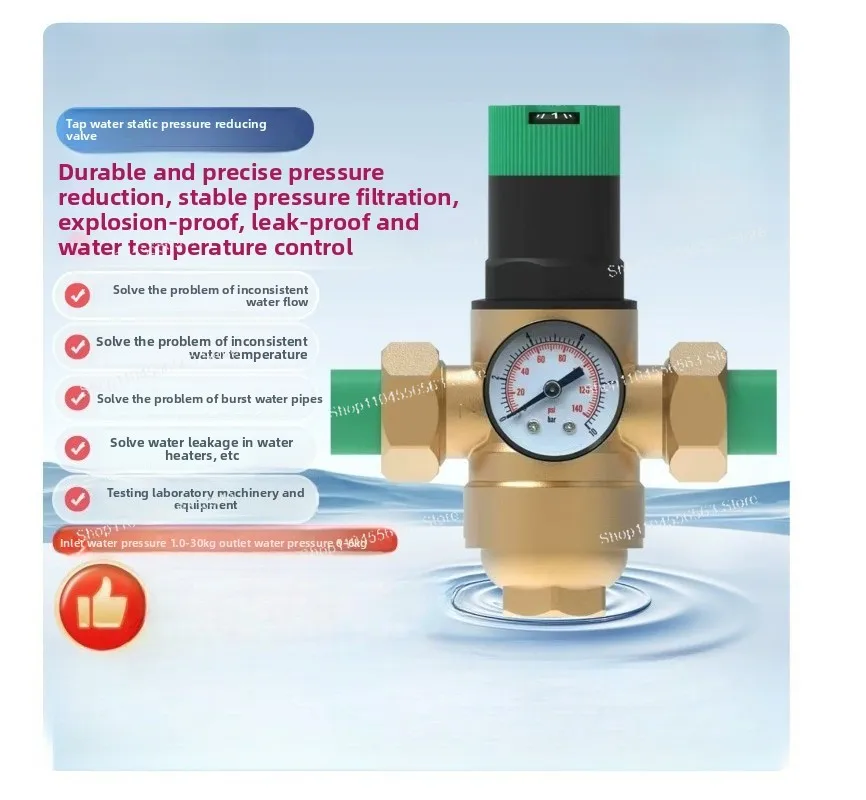 PPR20 25 Pipe Copper Tap Water Pressure Reducing Valve Household Filtration Regulated Water Heater Leak-proof Adjustable