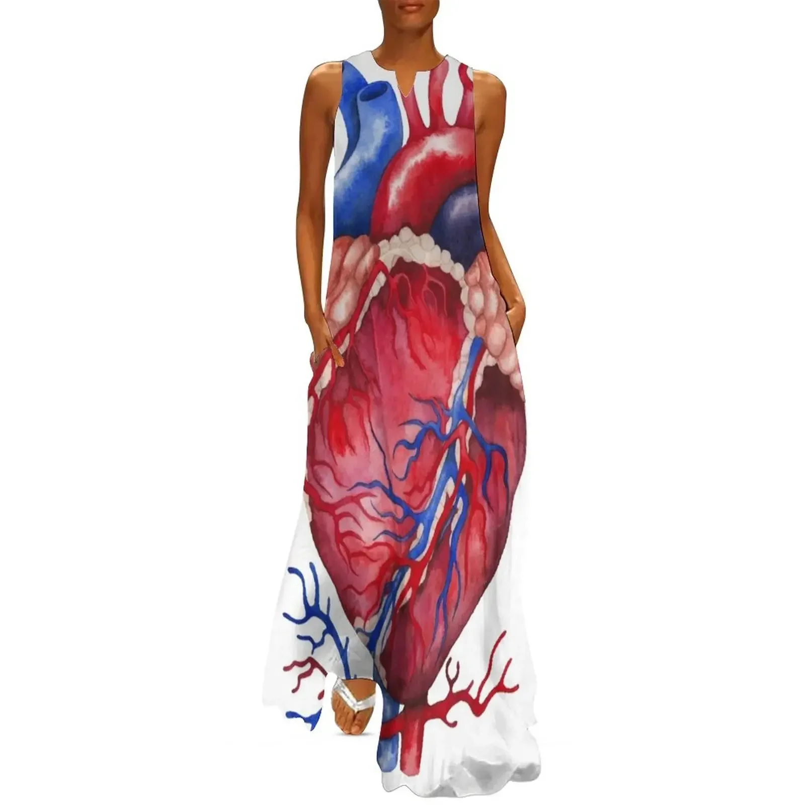 

Watercolor heart Long Dress dress women summer Long dress clothes for women luxury woman party