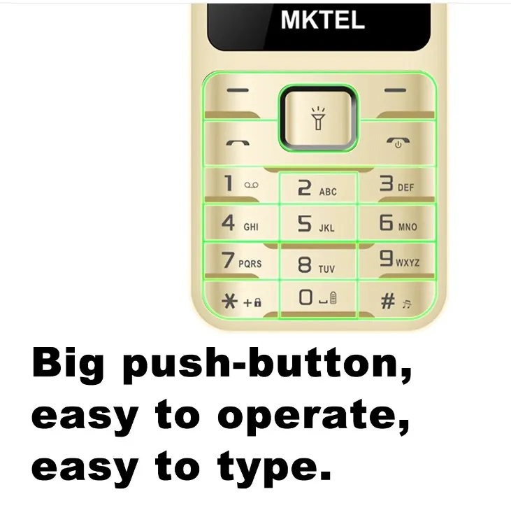 MKTEL OYE 3 Feature Phone 1.77inch Display 1800mAh Dual SIM Dual Standby MP3 MP4 FM Radio with Strong Torch Senior Phone