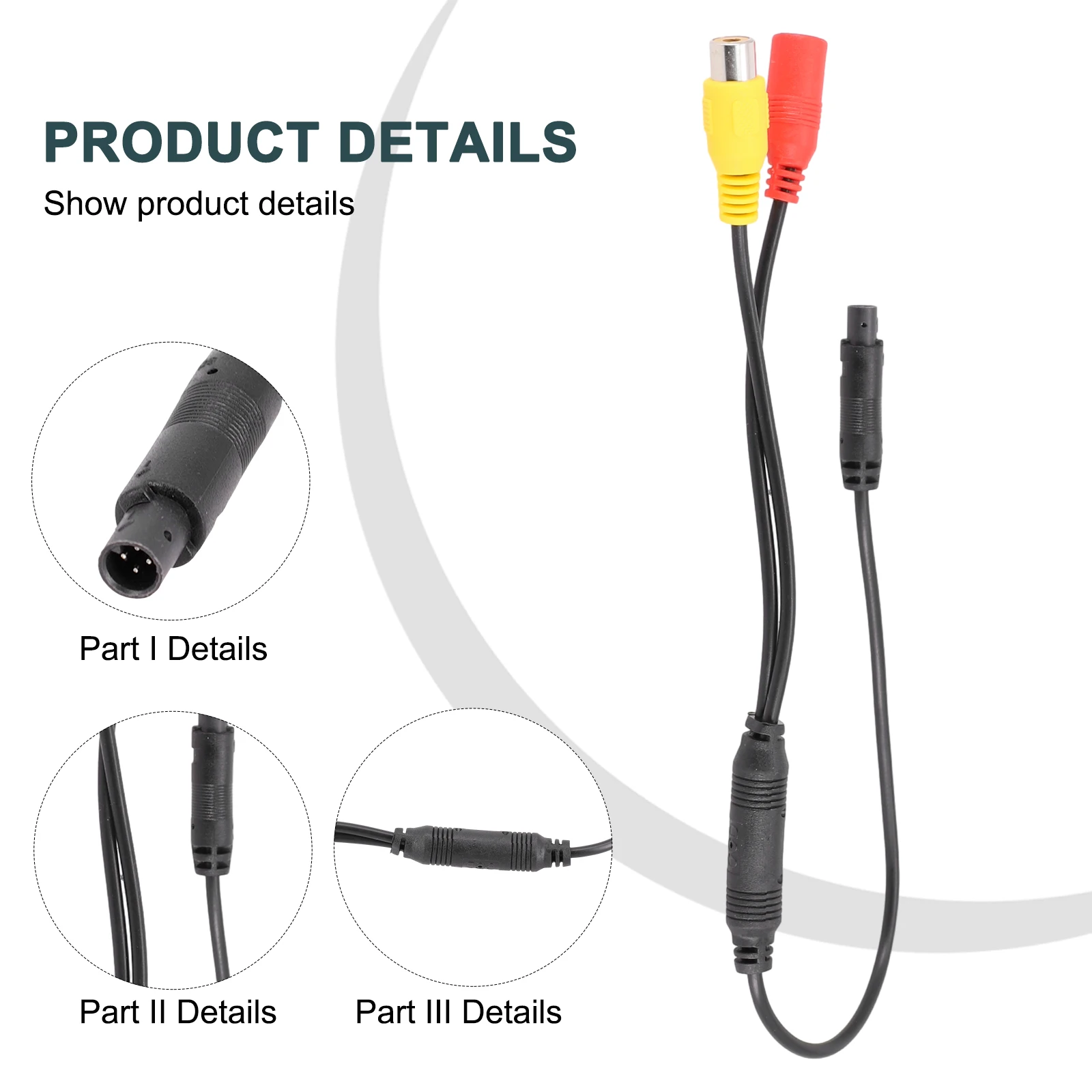 Car Backup Reverse Camera 4-Pin Male To CVBS For RCA Female Connector Wire Harness 58.5cm Camera Signal Harness Accessories
