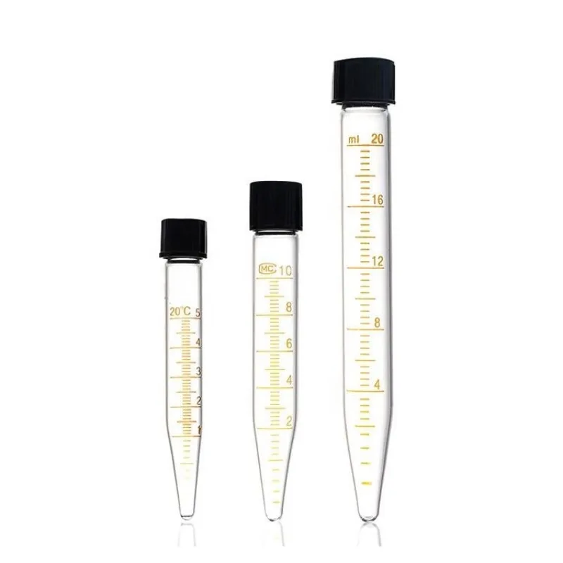 Precision-Designed 5pcs Glass Screw Tip Bottom Test Tube & Graduated Centrifuge Tube Set 5ml/10ml/15ml/20ml/25ml/30ml/50ml