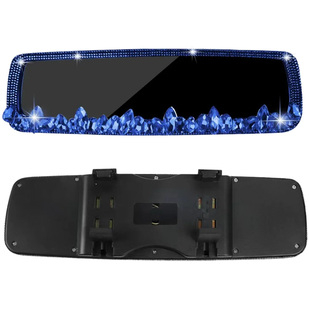 Car Rearview Mirror Decoration with For CRYSTAL Rhinestones Water Drill Design Easy Installation Compatible with Most Vehicles