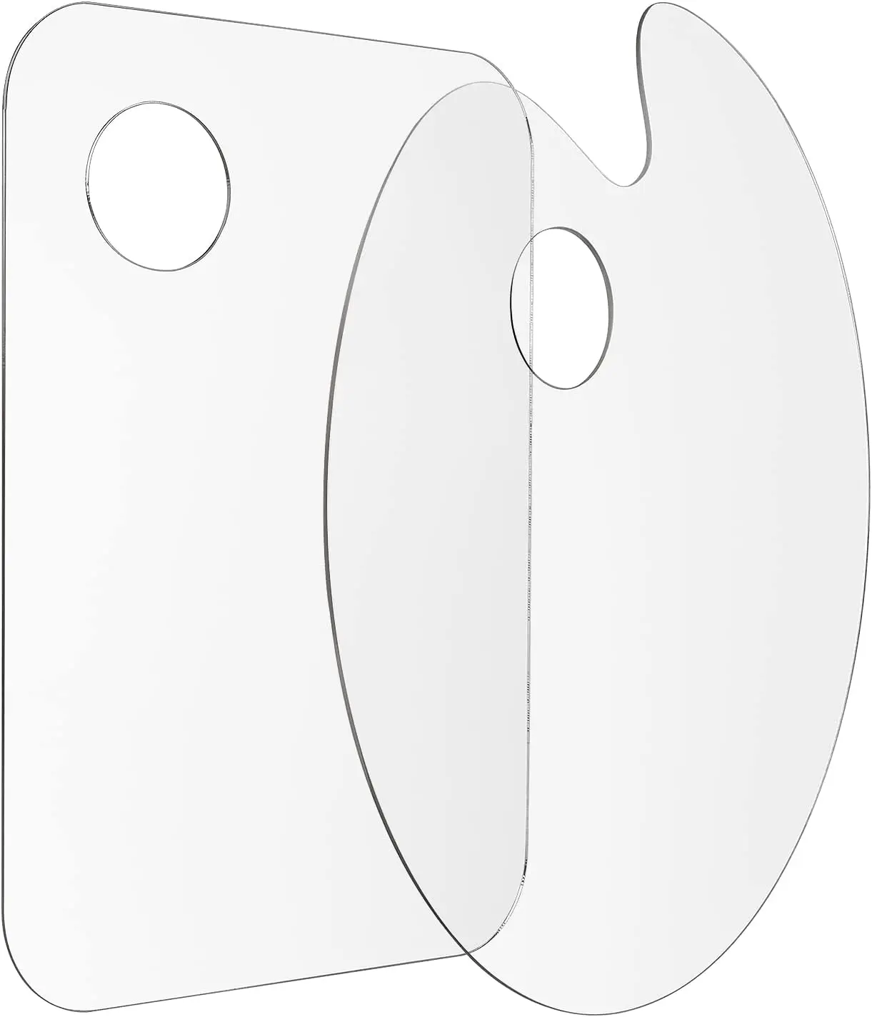 

2 Pack Clear Acrylic Paint Palettes with Thumb Hole, Non-Stick Easy Clean for Oil Watercolor Art DIY