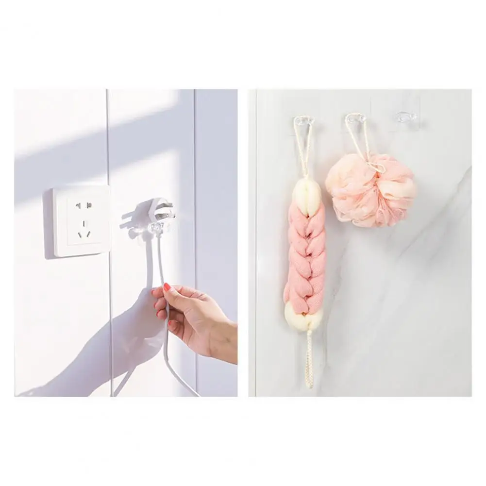 Organizer Hook Transparent Wall Mounted Cable Management Hooks Easy Installation Adhesive Hangers for Storage Pack of 10/20