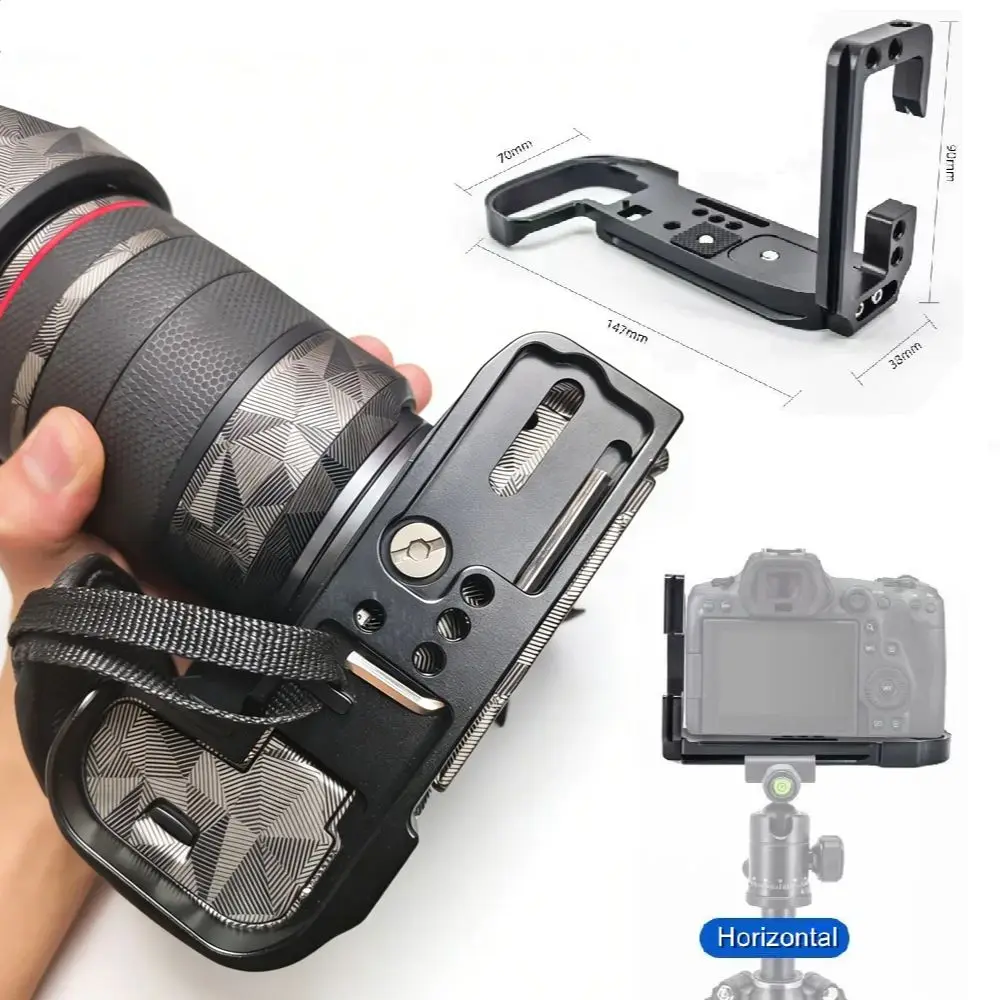 Suporte de Câmera R5 R6 R5C em L com Placa de Liberação Rápida para Câmeras Canon EOS R5 R6 MARK II R5C, Compatível com Tripé e Estabilizador