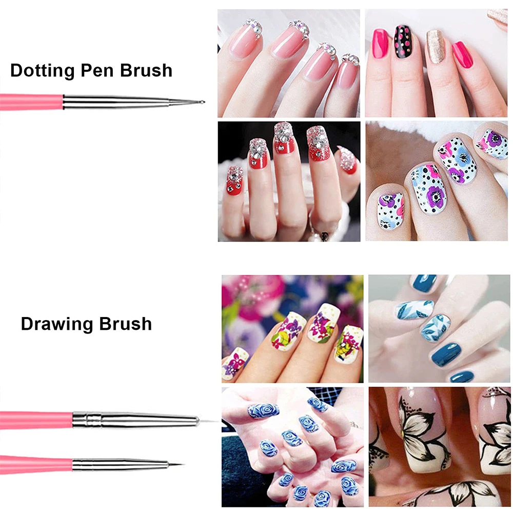 Juego de pinceles para decoración de uñas, Kit profesional de diseño de manicura, 15 piezas, esmalte de uñas de Gel UV acrílico, lápiz de dibujo para rayas en polvo líquido