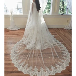 New Long Lace Wedding Cape 4 Meters Wedding Bolero White Ivory Bridal Cape Shoulder Veils for Bride Dresses