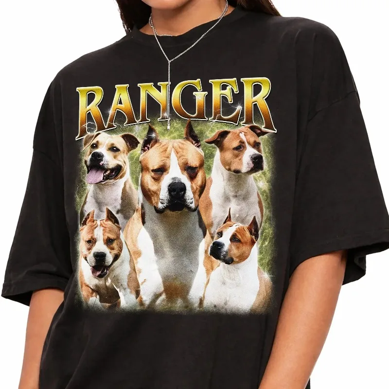 Personalized Corgi Tee, Vintage Pet Photo Shirt, Dog Lover Shirt,Summer unisex Loose and Breathable cotton T-shirt Top