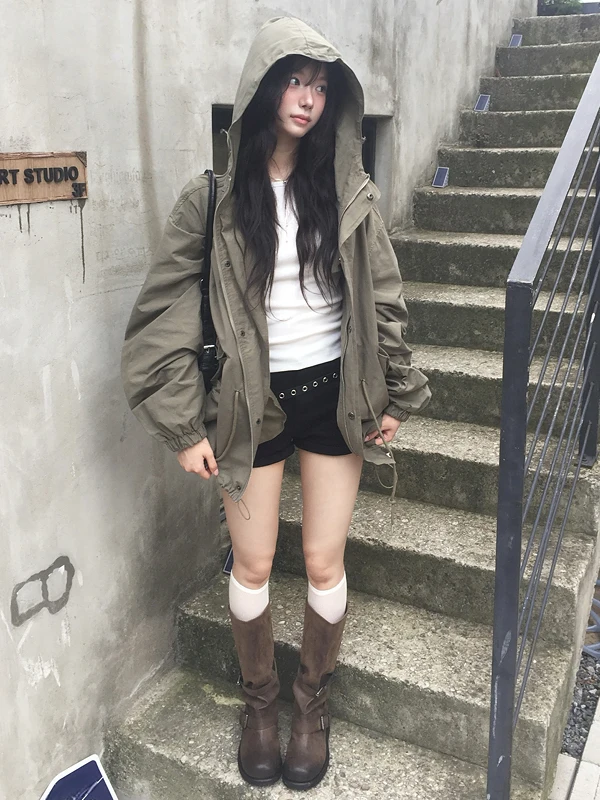 Loose Long Sleeve Women's Hoodie Fashionable Versatile Korean Style Autumn New Arrival Hong Kong Retro Chic Top Polyester Fiber