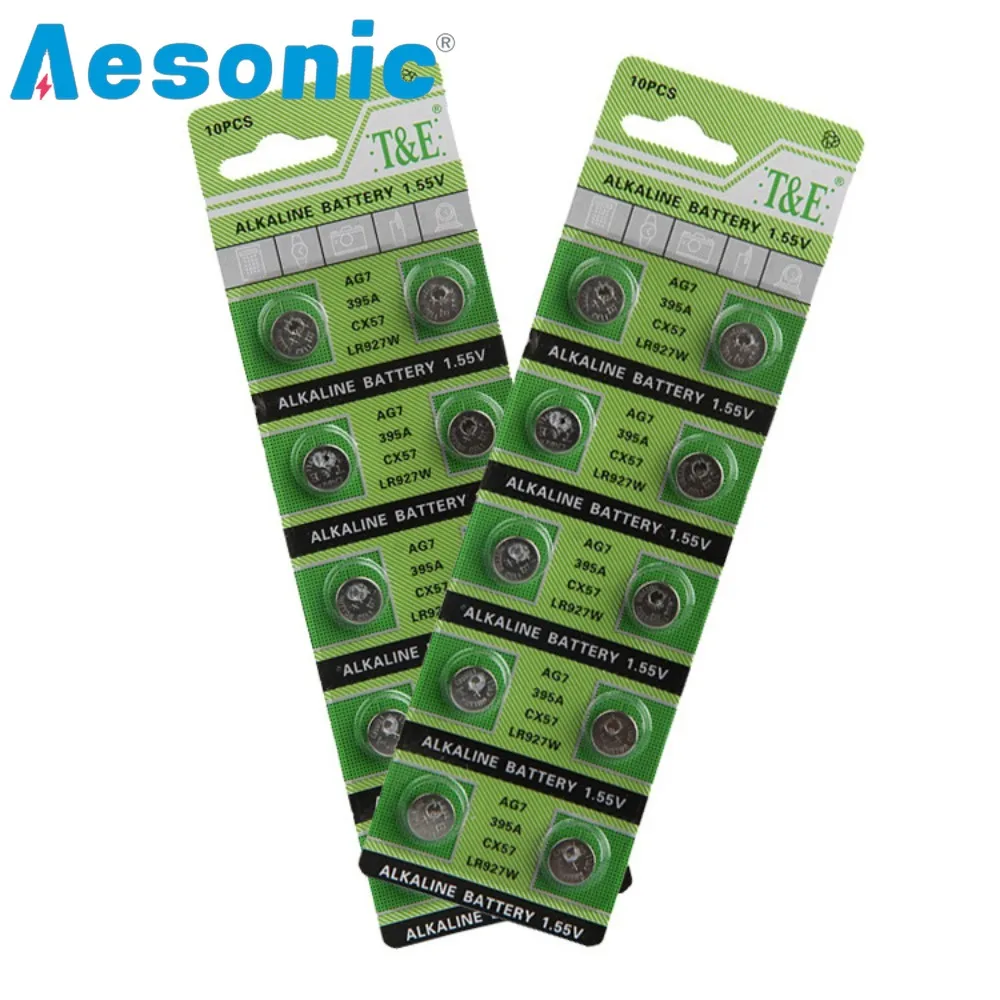 50PCS/5 Card AG7 Lithium Batteries 395 LR927 395AL926F SR927SW Button Battery Cell Battery for Watch Toys Control Calculator Toy