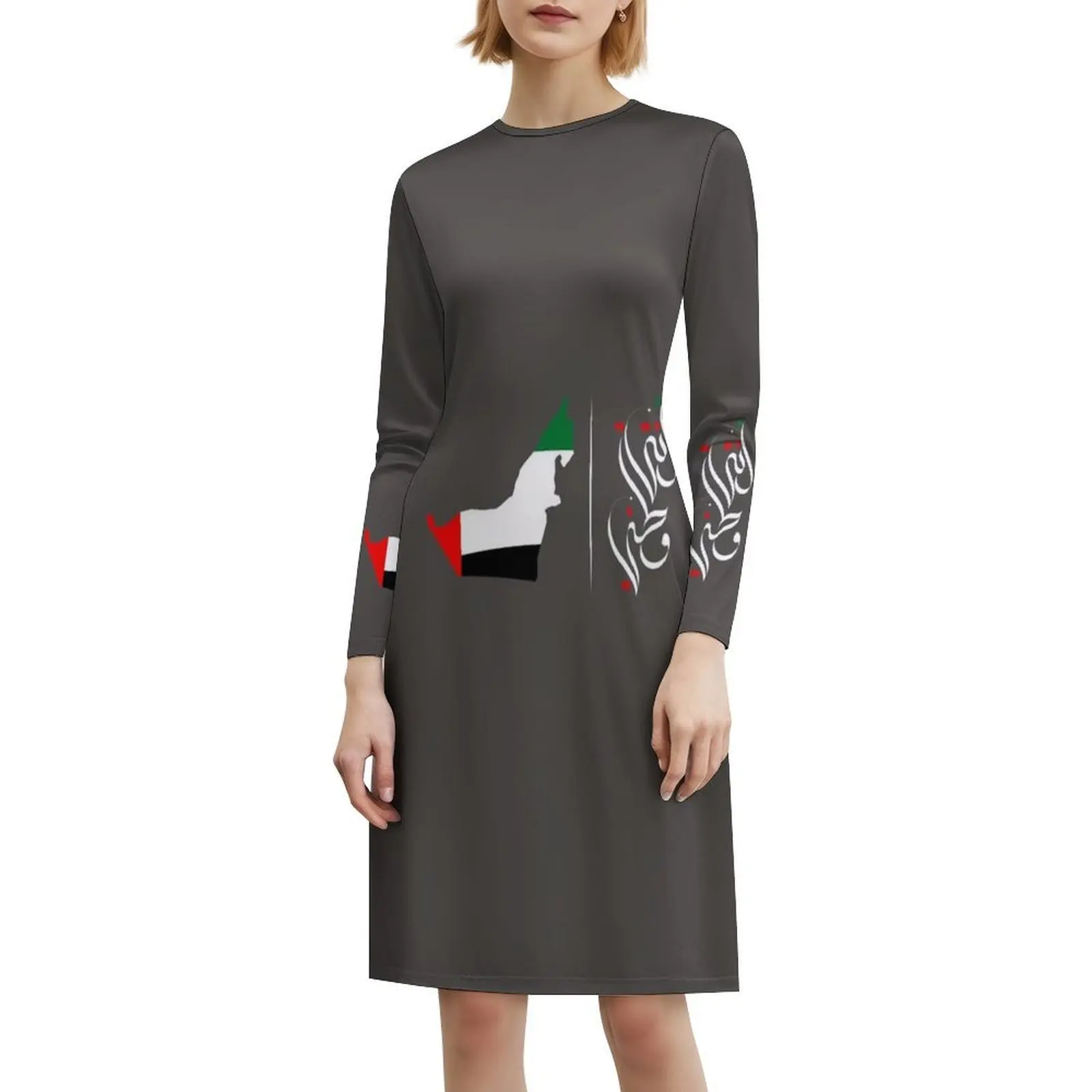 فستان Uae My Homeland الخط البوهيمي بدون أكمام متعدد المطبوعات لحفلات عطلة الشاطئ فستان Uae My Homeland الخط أنثى #6