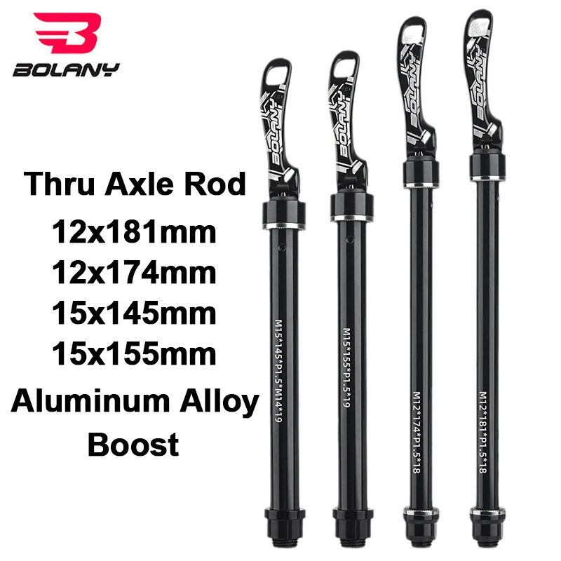 BOLANY Thru Axle Rod for Fork Suspension 15x155/145mm Bike Frame 12x174/181mm Aluminum Alloy Thru Axle for MTB Boost Hub Cube
