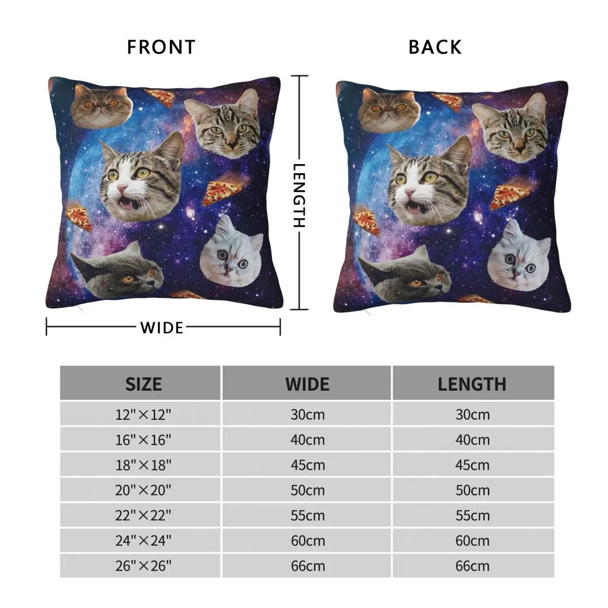 Space Cat Heads Square Pillowcase Pillow Cover Polyester Cushion Decor Comfort Throw Pillow for Home Living Room