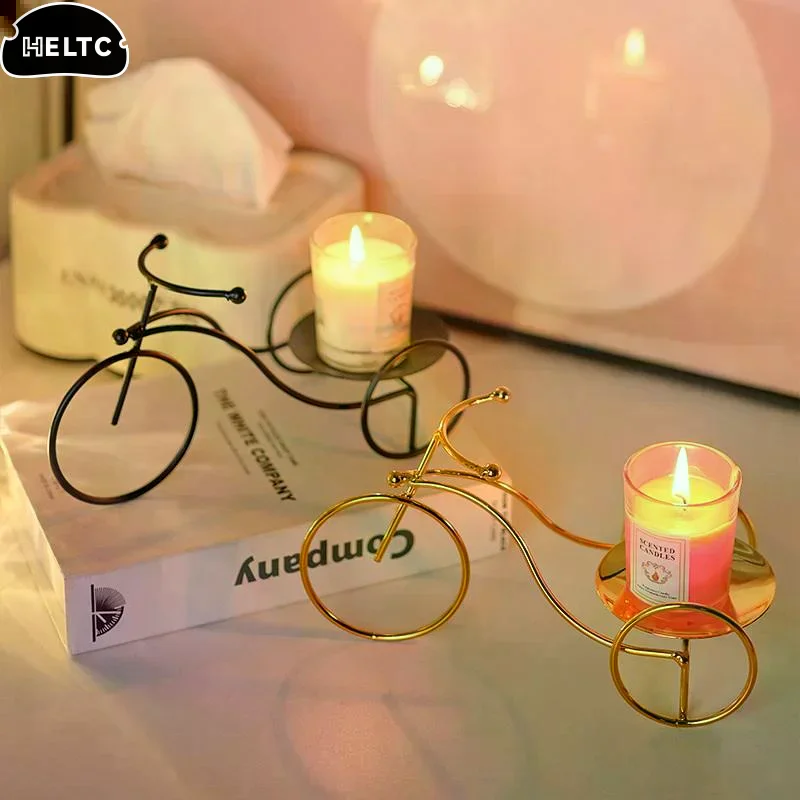 Romantic Tricycle Candle Holder Home Decorations Golden Candlestick Stand Candlelight Dinner Props Room Table Decoration