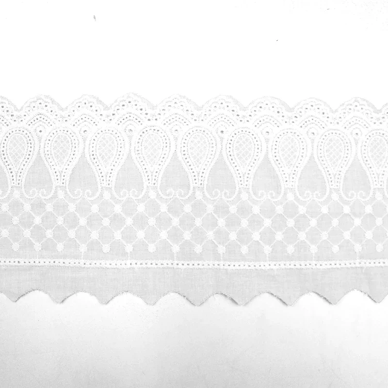 1yard/lot White Beige Black 100% Cotton Embroidered Lace Fabrics for Women\'s Clothing DIY Lace Trim