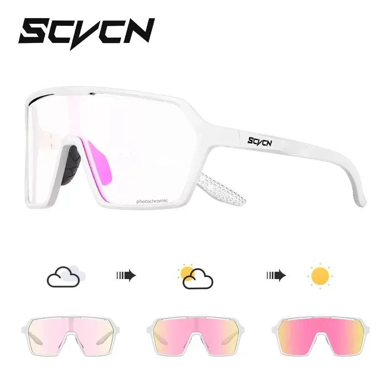 Scvcn UV400 New Red Photochromic MTB Road Bike Sport Eyewear Running Sunglasses Cycling Sunglasses Women Driving Glasses for Men