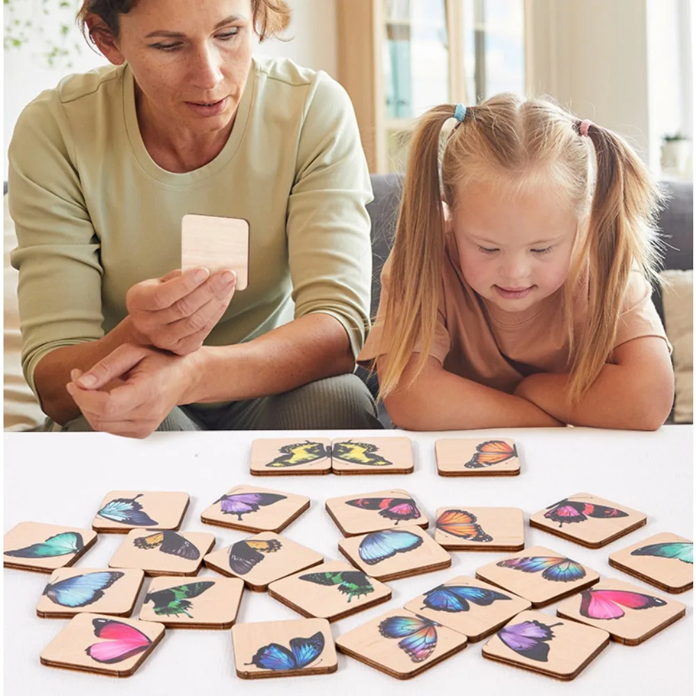 

Wooden Puzzle Butterfly Matching Game Color And Shape Matching Newborn Puzzle Early Education Accessories Gifts