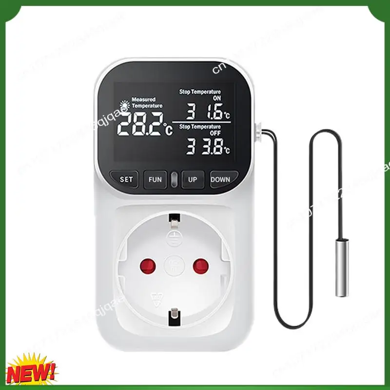 A48I 1 Piece Digital Temperature Controller Switch Plug With Sensor For Home, Greenhouse Aquaculture EU Plug