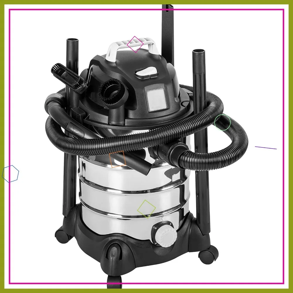 

6 Gallon Wet Dry Vacuum Cleaner, 3.5 HP Stainless Steel, Grey/Black for Home and Shop