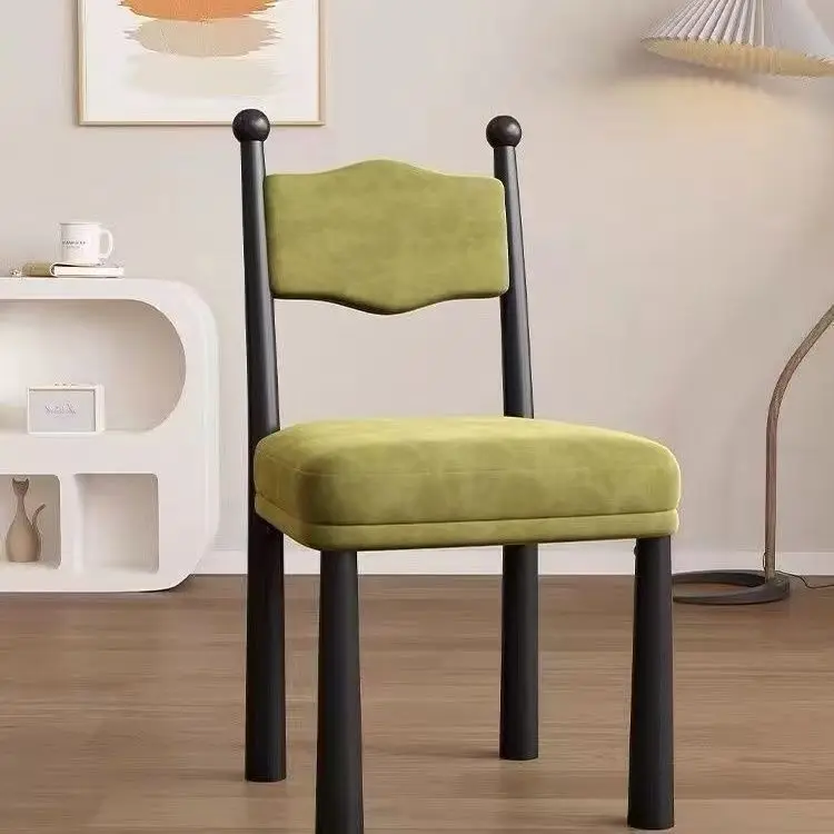 #Dining Chair Set Wooden Legs Pink Velvet Fabric Lamb Wool High Back BackrestFor Restaurant Home