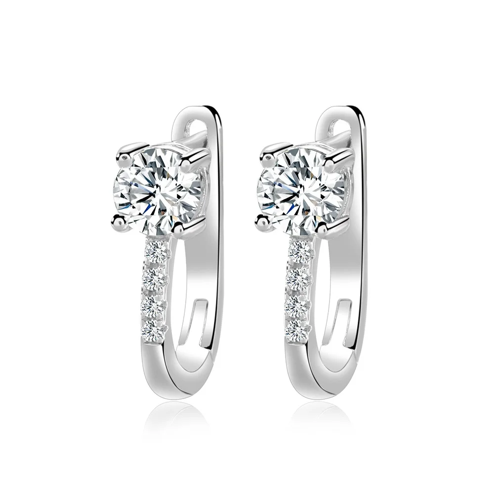Classic U Shape Moissanite Earrings 0.5ctx2 925 Sterling Silver 18K White Gold Plated Hoop Earring for Women Graduation Gifs