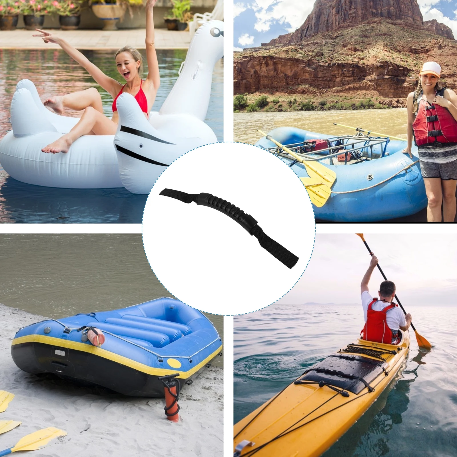

10pcs Kayak Carry Handles Black Boat Side Mount Durable Non Slip Grip for Canoe Inflatable Boat Accessories Handlebar Grip
