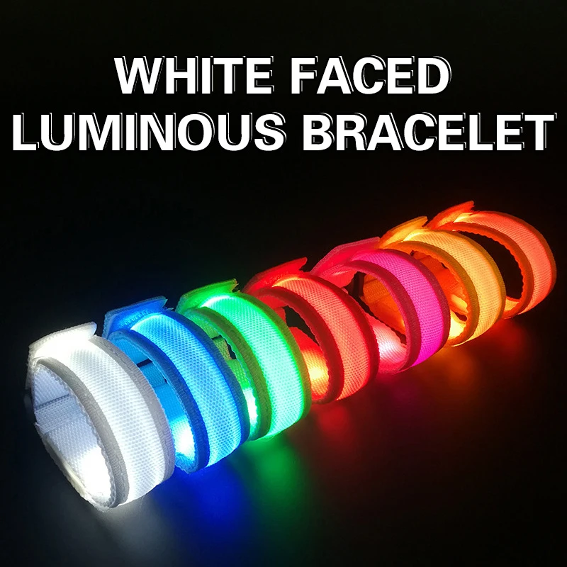 Pulseras con luz Led que brillan en la oscuridad, brazalete de nailon con Flash, para el brazo, conciertos de día