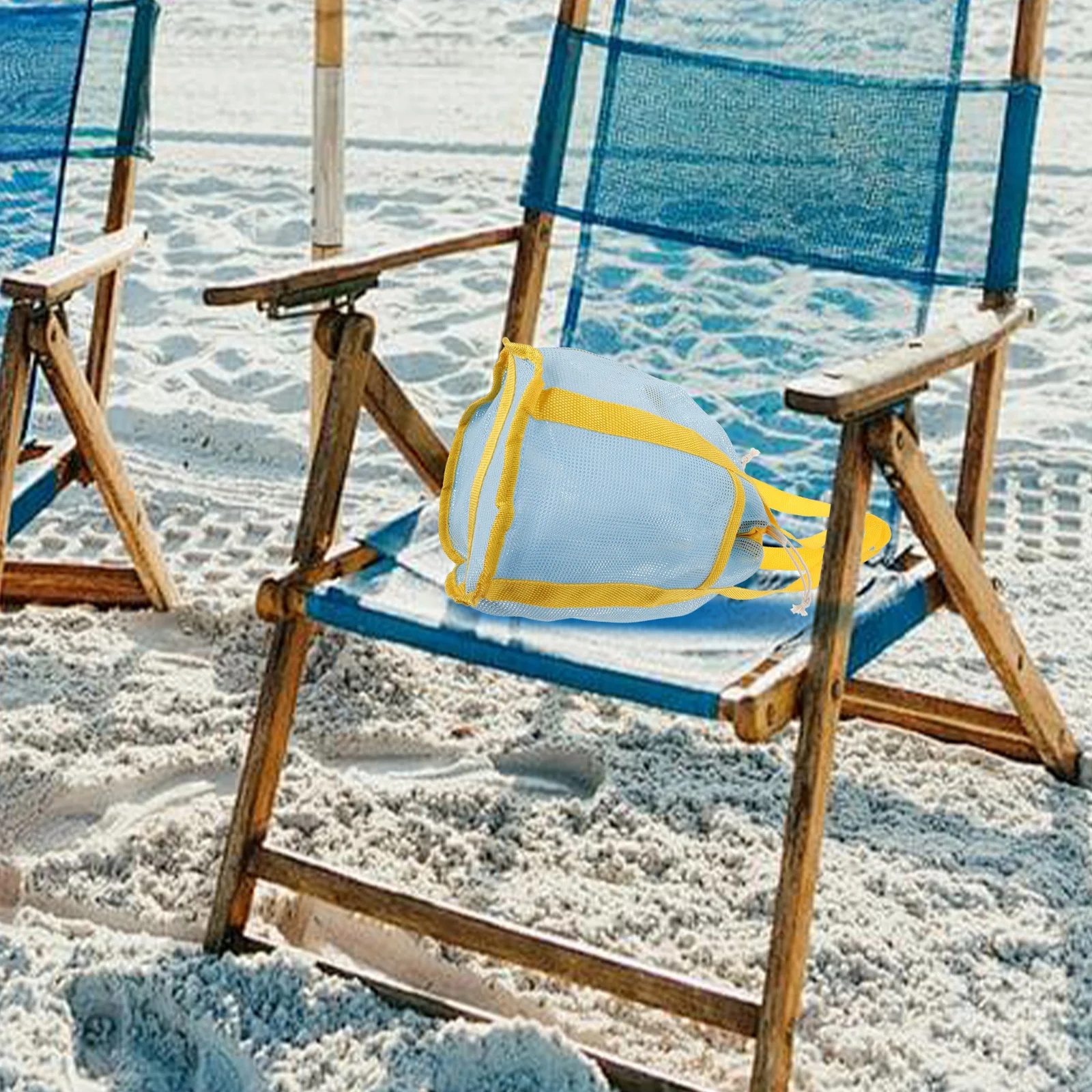 حقيبة شبكية للشاطئ للأطفال، منظم تخزين برباط لأصداف الرمل، مجموعة روك، حقيبة شاطئ للأطفال خفيفة الوزن محمولة #5